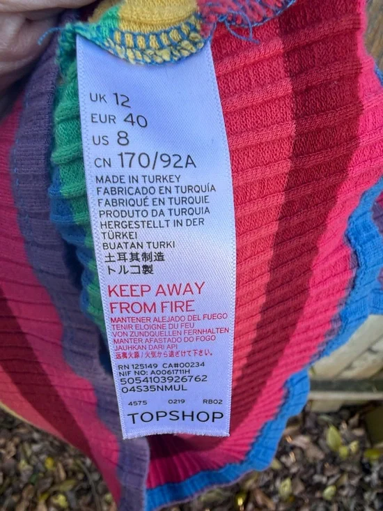 Topshop Rainbow Stripe Camisole Top RED MULTI, Size 8 US (fits like 6-8) - Picture 9 of 12